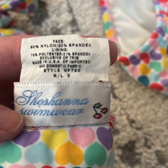 Shoshanna bikini, size M/L D (top) and XL (bottom), multicolor hearts, GUC! - Picture 5 of 8